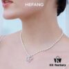 HeFang Jewelry Elizabeth Necklace - Bow Pendant Luxury Wedding Collar Chain, 42cm Adjustable