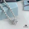 HeFang Jewelry Elizabeth Necklace - Bow Pendant Luxury Wedding Collar Chain, 42cm Adjustable