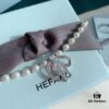 HeFang Jewelry Elizabeth Necklace - Bow Pendant Luxury Wedding Collar Chain, 42cm Adjustable