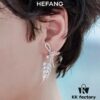 HeFang Jewelry Ribbon Wheat Ear Stud Earrings, Minimalist Elegant Design, 2021 Wedding Collection