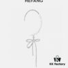 HeFang Jewelry Pearl Bow Earrings, High-End Ear Clip Without Piercings, Reverse Hanging Design