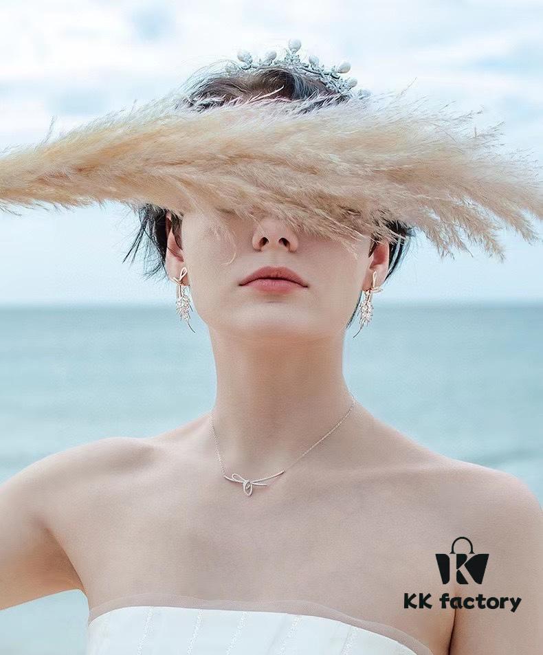 HeFang Jewelry Ribbon Wheat Ear Stud Earrings, Minimalist Elegant Design, 2021 Wedding Collection