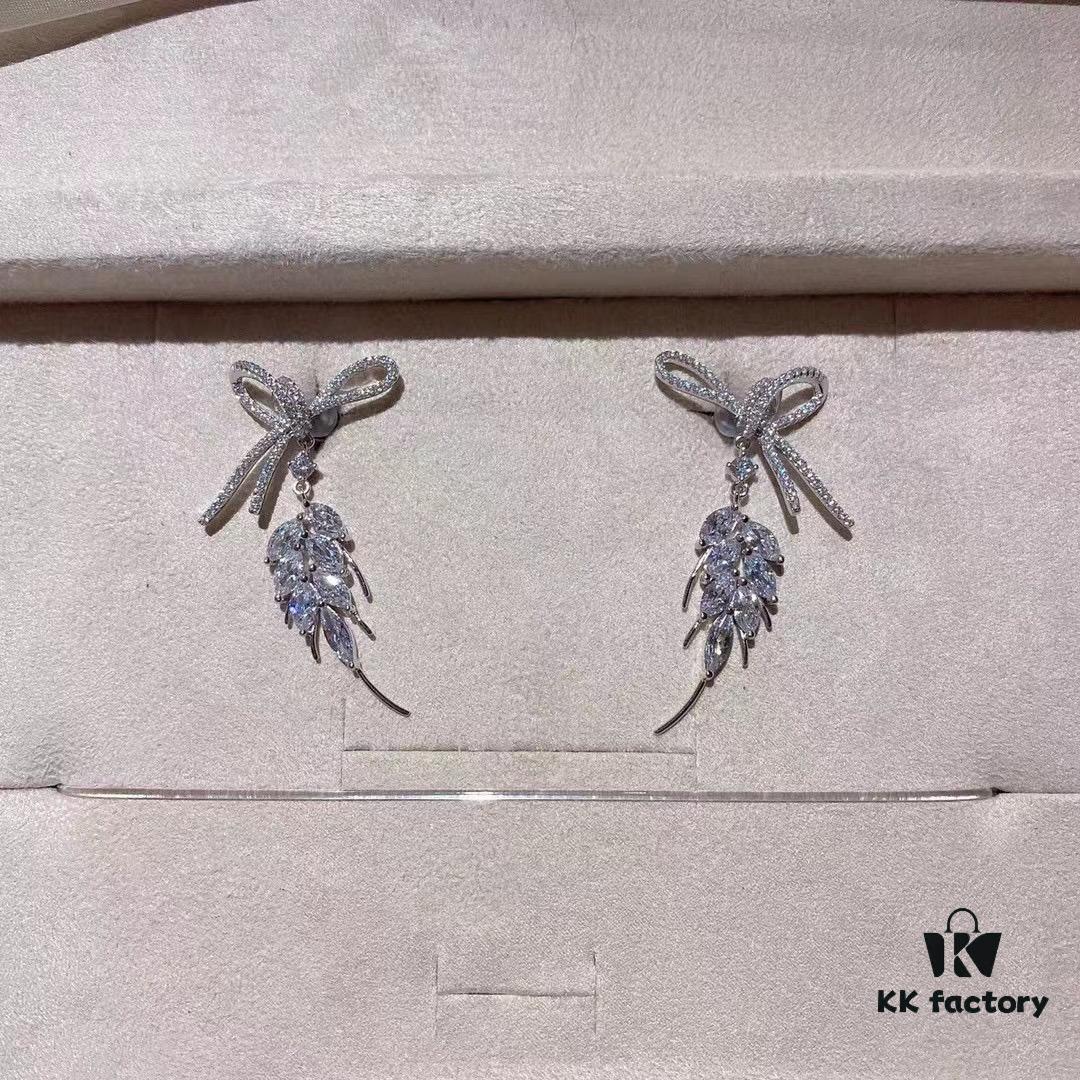 HeFang Jewelry Ribbon Wheat Ear Stud Earrings, Minimalist Elegant Design, 2021 Wedding Collection