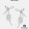 HeFang Jewelry Ribbon Wheat Ear Stud Earrings, Minimalist Elegant Design, 2021 Wedding Collection