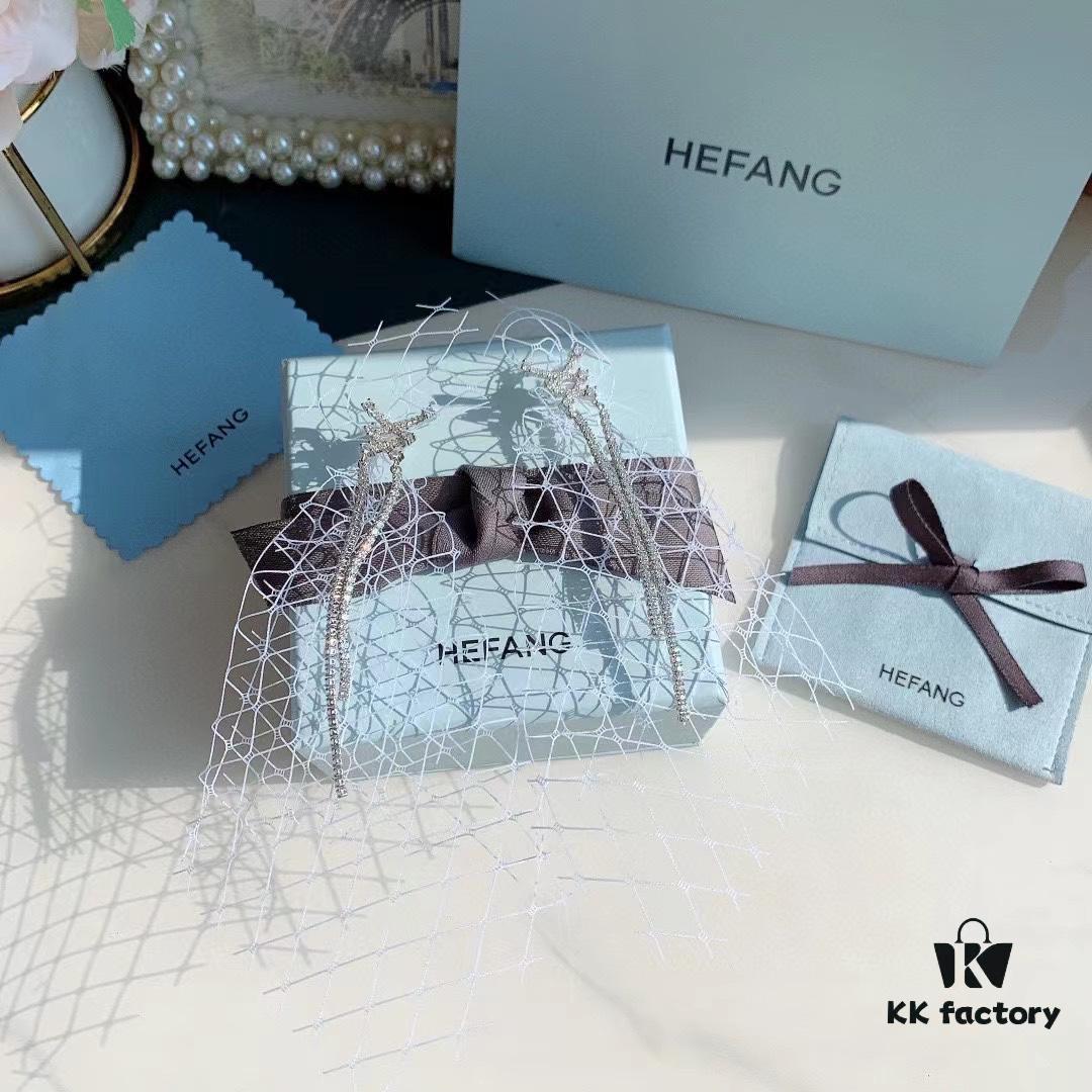 HeFang Jewelry 💎 Bow-Tied Tassel Earrings, Long Flowing Fringe Statement Earrings with Detachable Netted Design, Two Styling Options