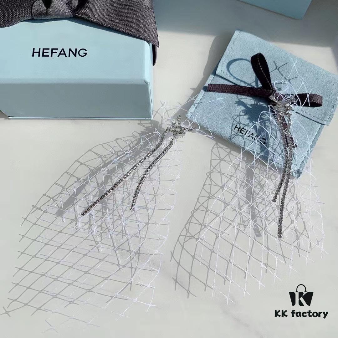 HeFang Jewelry 💎 Bow-Tied Tassel Earrings, Long Flowing Fringe Statement Earrings with Detachable Netted Design, Two Styling Options