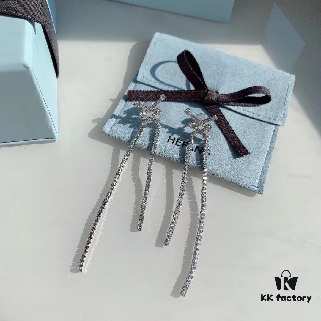 HeFang Jewelry 💎 Bow-Tied Tassel Earrings, Long Flowing Fringe Statement Earrings with Detachable Netted Design, Two Styling Options