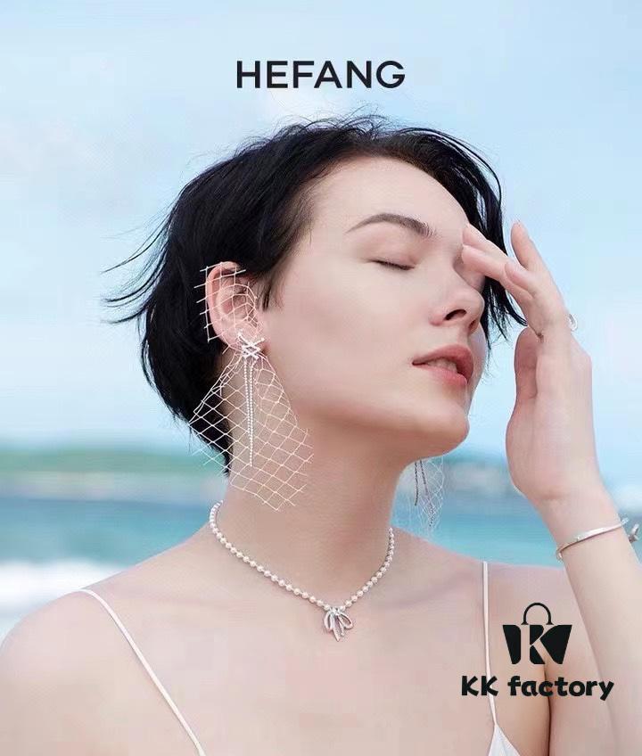 HeFang Jewelry 💎 Bow-Tied Tassel Earrings, Long Flowing Fringe Statement Earrings with Detachable Netted Design, Two Styling Options