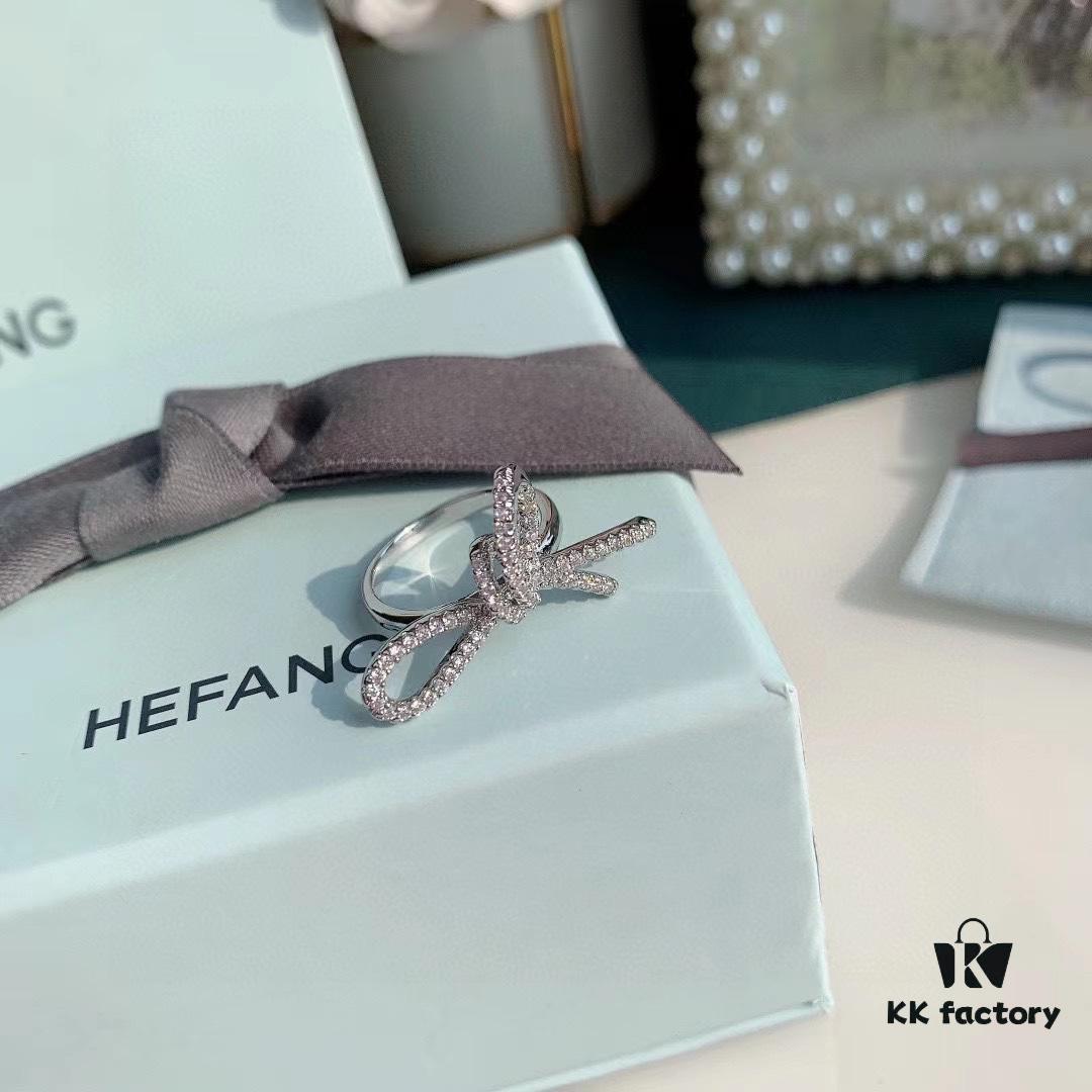 HeFang Jewelry Ribbon Bow Ring, Minimalist Statement Index Finger Ring, 2021 Wedding Collection
