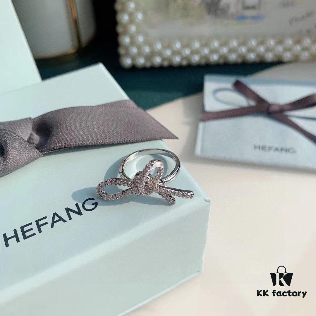 HeFang Jewelry Ribbon Bow Ring, Minimalist Statement Index Finger Ring, 2021 Wedding Collection
