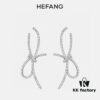 HeFang Bestseller Silk Bow Stud Earrings - 2021 Wedding Collection, Luxury Fashion Ear Cuff Inspired by Bridal Ribbons, Worn by Zhan Qiuyi