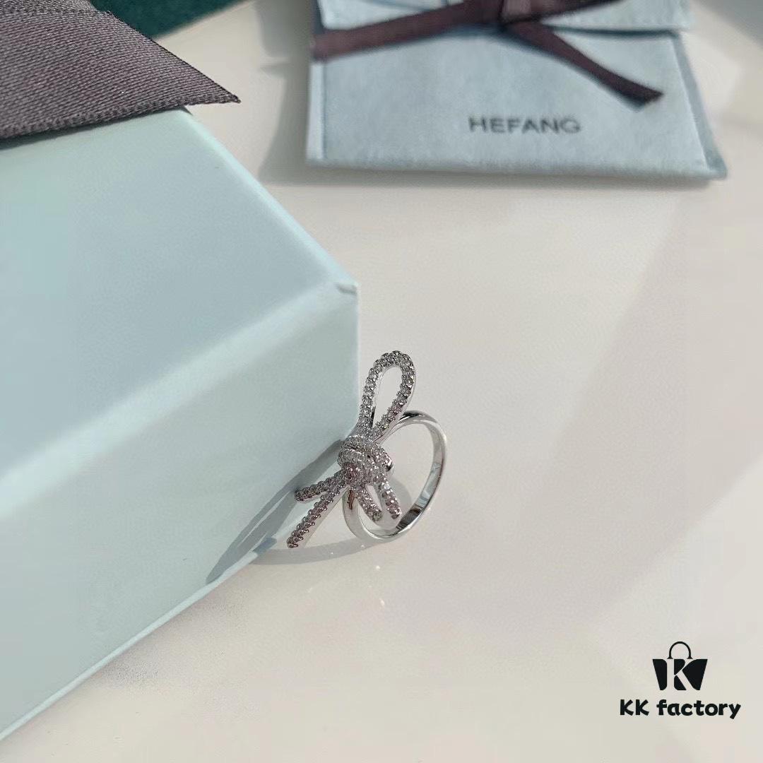 HeFang Jewelry Ribbon Bow Ring, Minimalist Statement Index Finger Ring, 2021 Wedding Collection