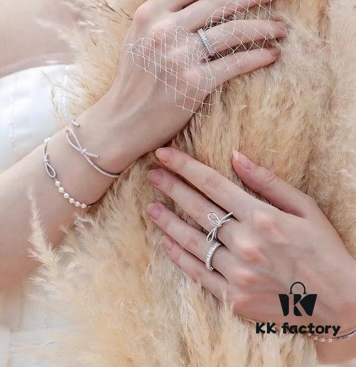 HeFang Jewelry Ribbon Bow Ring, Minimalist Statement Index Finger Ring, 2021 Wedding Collection