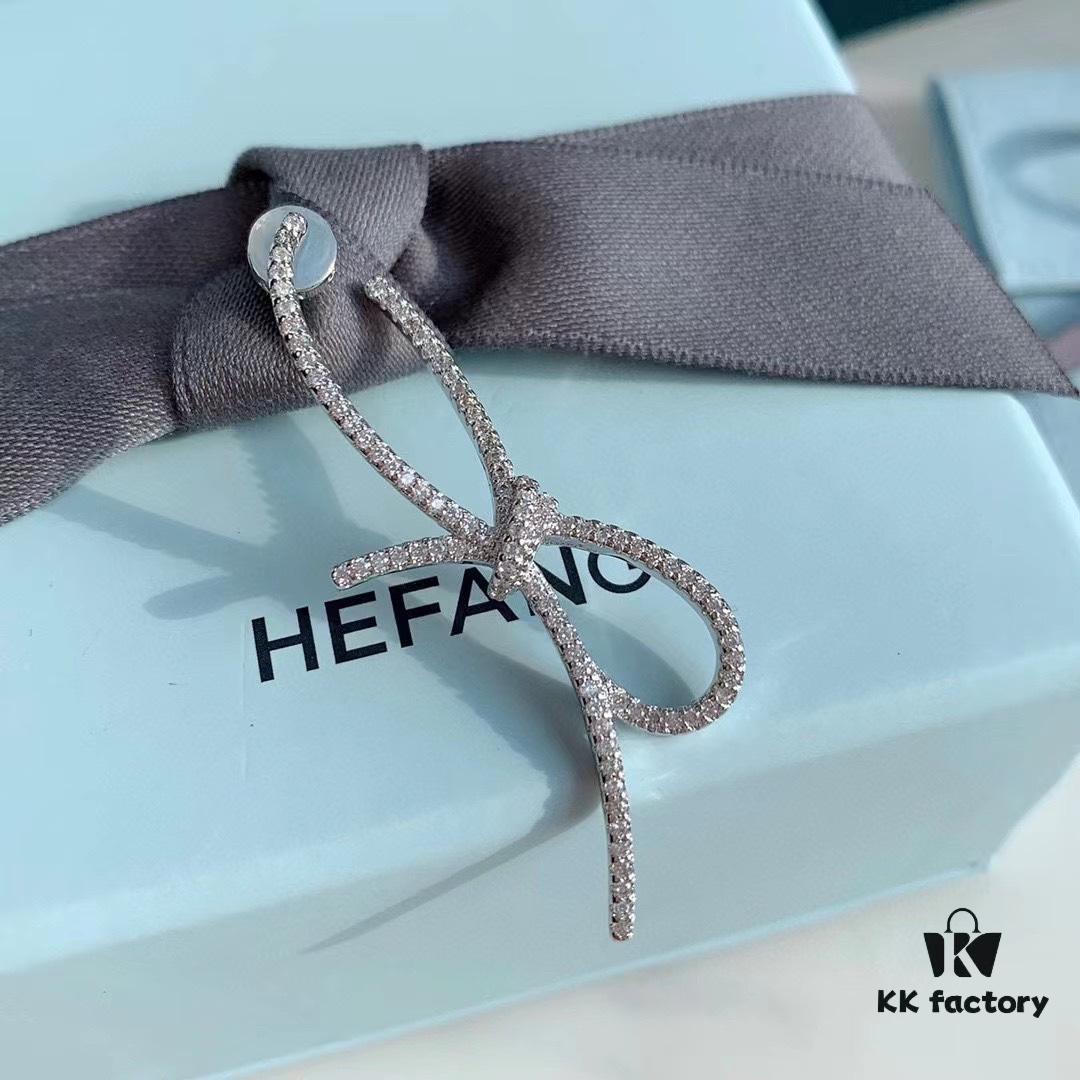 HeFang Bestseller Silk Bow Stud Earrings - 2021 Wedding Collection, Luxury Fashion Ear Cuff Inspired by Bridal Ribbons, Worn by Zhan Qiuyi