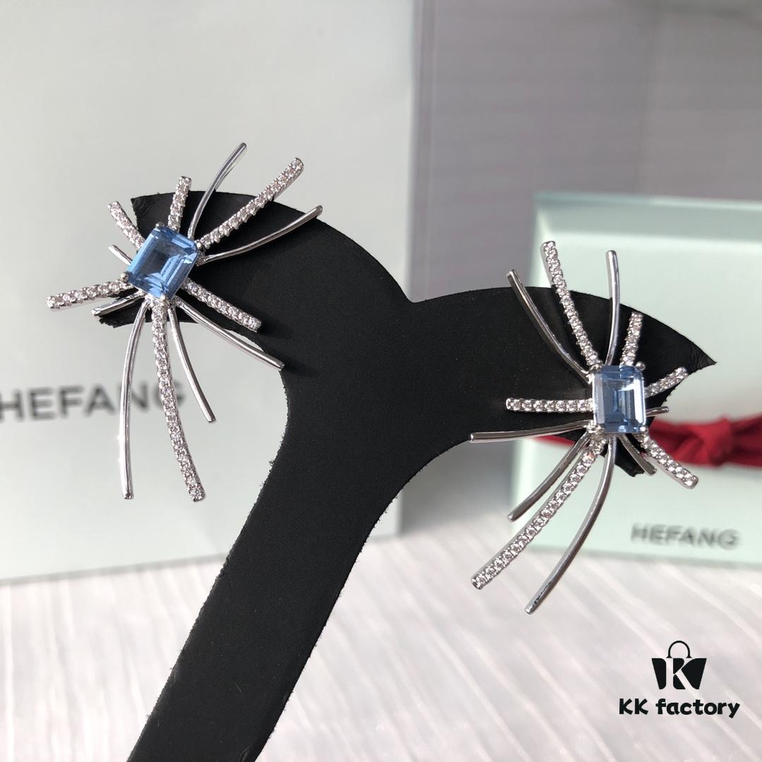 HEFANG Jewelry Ice Blue Sparkle Earrings