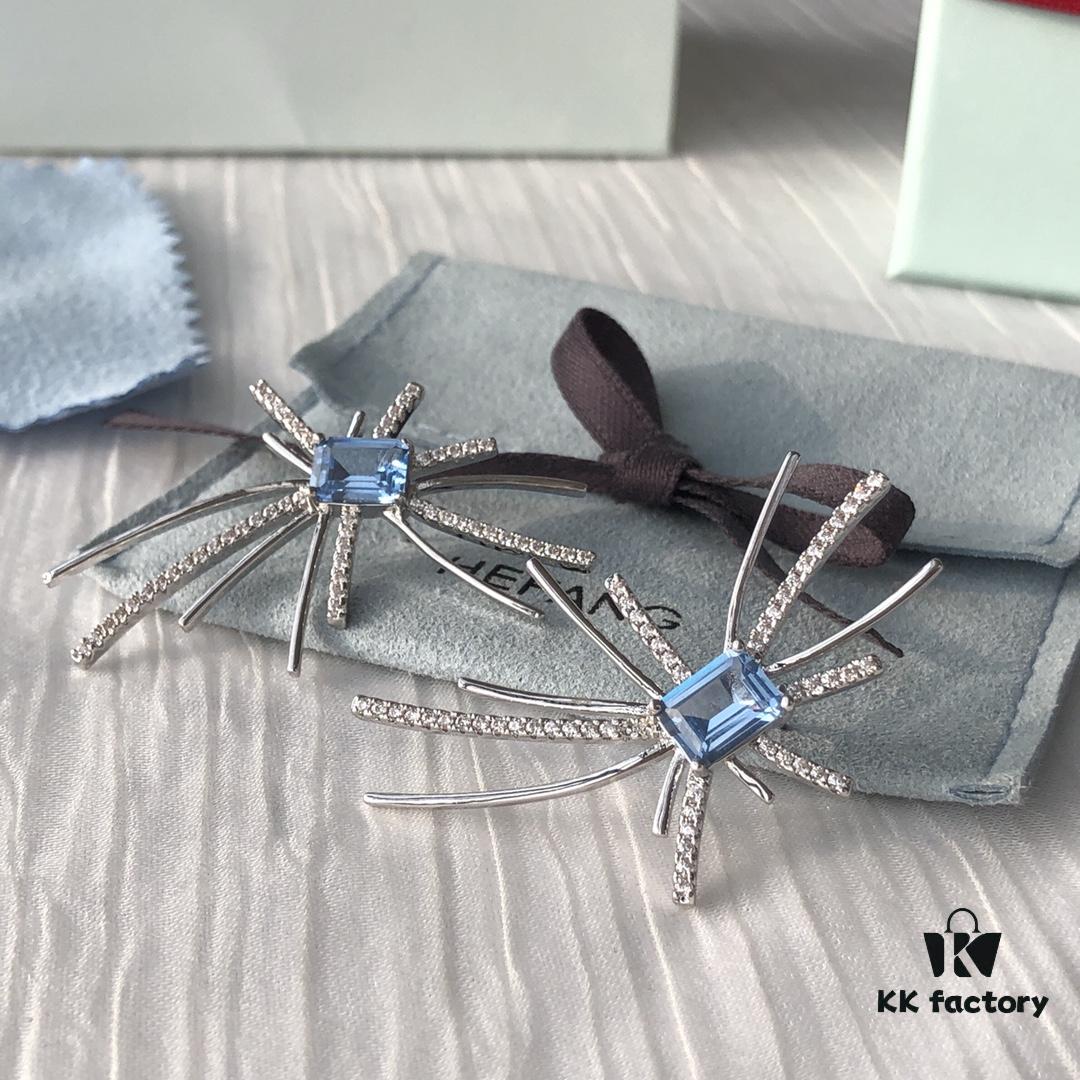 HEFANG Jewelry Ice Blue Sparkle Earrings