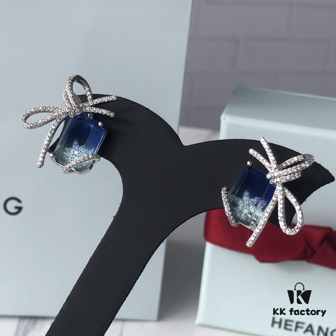 HEFANG Jewelry Ice Blue First Snow Earrings