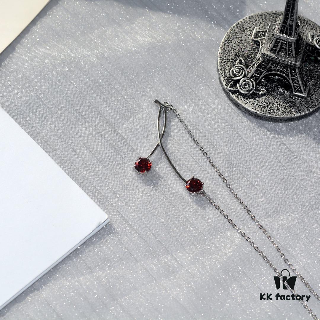 HEFANG 925 Sterling Silver Cherry Collar Necklace, Designer Pendant Jewelry