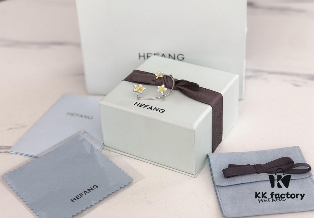 HEFANG Jewelry Frangipani Huggie Earrings