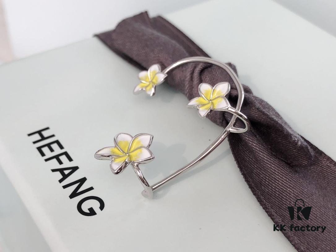 HEFANG Jewelry Frangipani Huggie Earrings