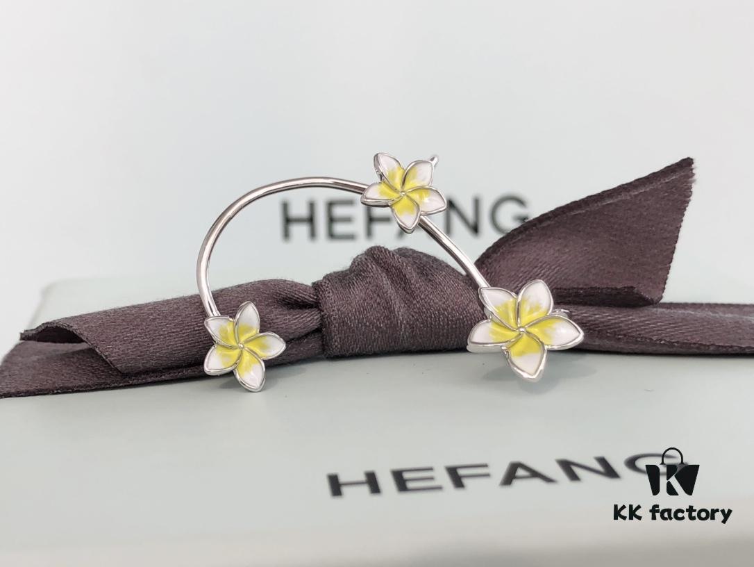 HEFANG Jewelry Frangipani Huggie Earrings