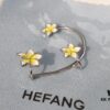 HEFANG Jewelry Frangipani Huggie Earrings