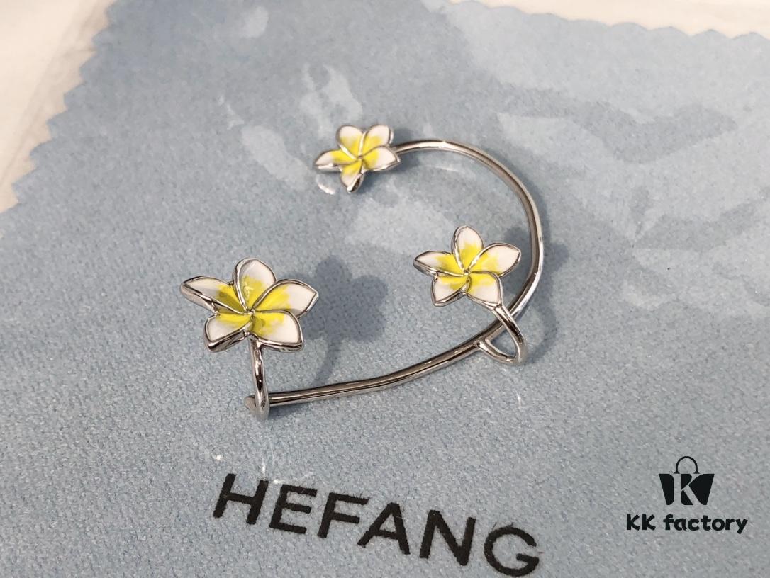HEFANG Jewelry Frangipani Huggie Earrings