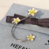 HEFANG Jewelry Frangipani Huggie Earrings