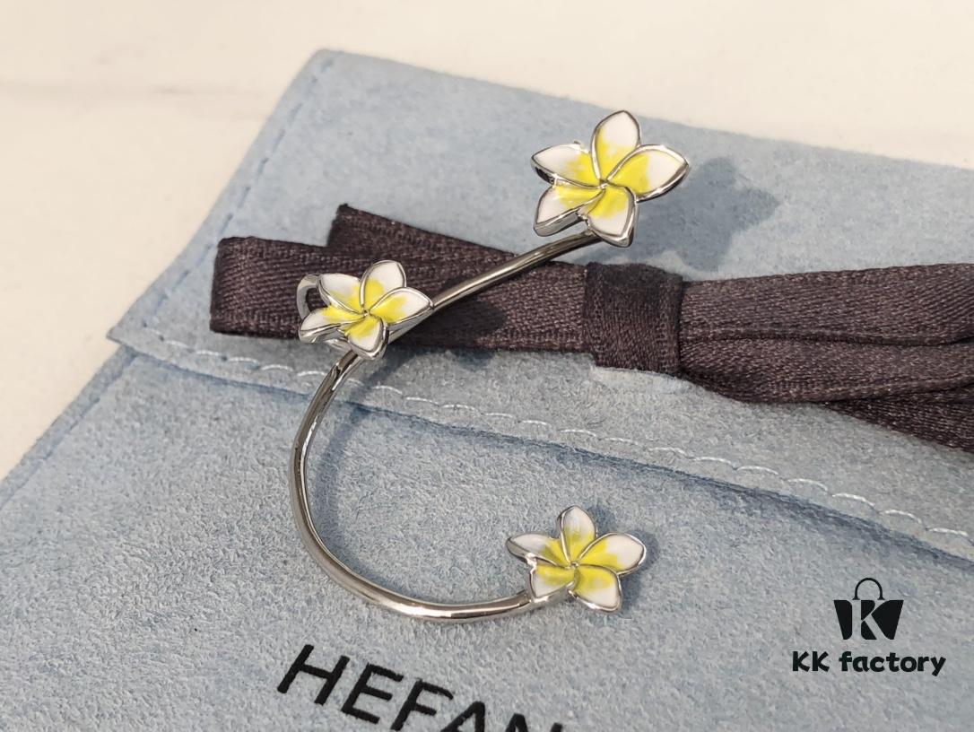 HEFANG Jewelry Frangipani Huggie Earrings