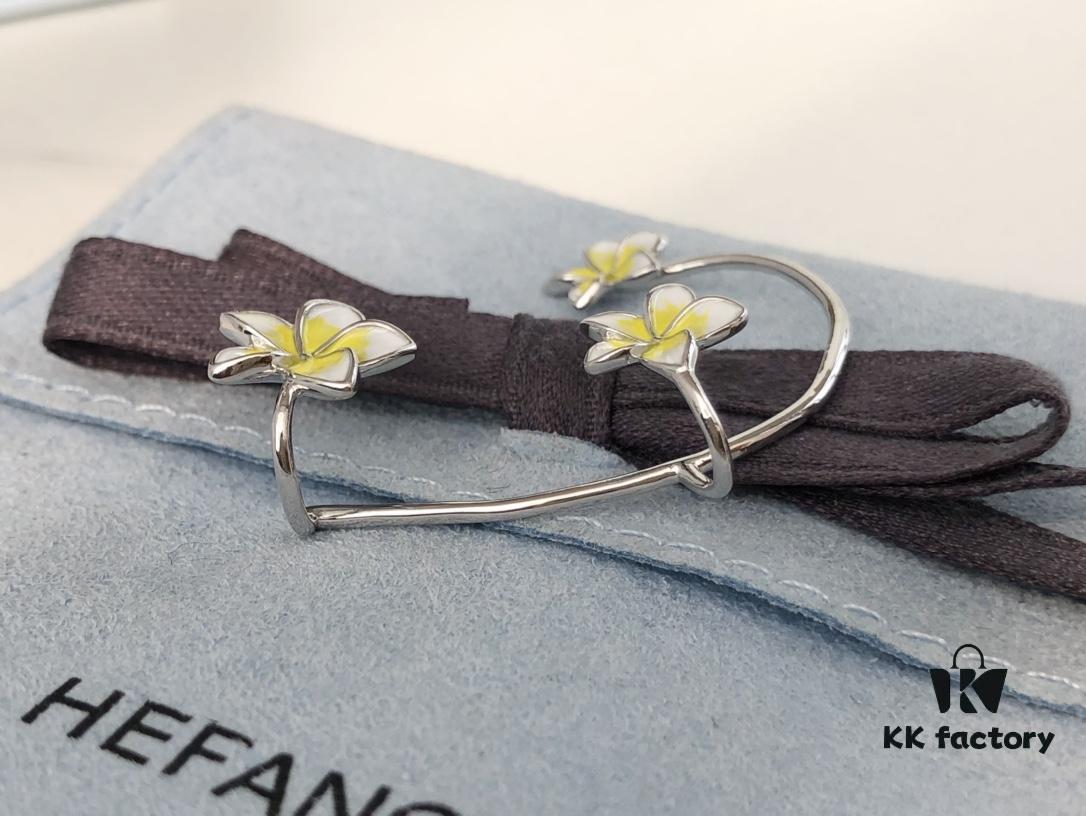 HEFANG Jewelry Frangipani Huggie Earrings
