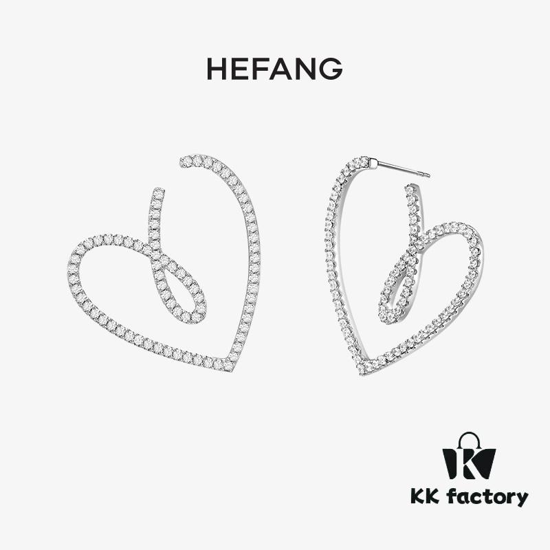 HEF@NG Jewelry Romantic Bow Ribbon Heart Elegant Stud Earrings - Celestial Bow & Heart Series, High-End Custom Design, Micro-Paved Sparkling Stones