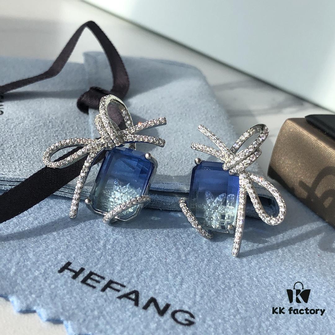 HEFANG Jewelry Ice Blue First Snow Earrings