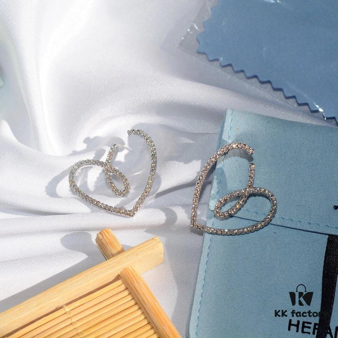 HEF@NG Jewelry Romantic Bow Ribbon Heart Elegant Stud Earrings - Celestial Bow & Heart Series, High-End Custom Design, Micro-Paved Sparkling Stones