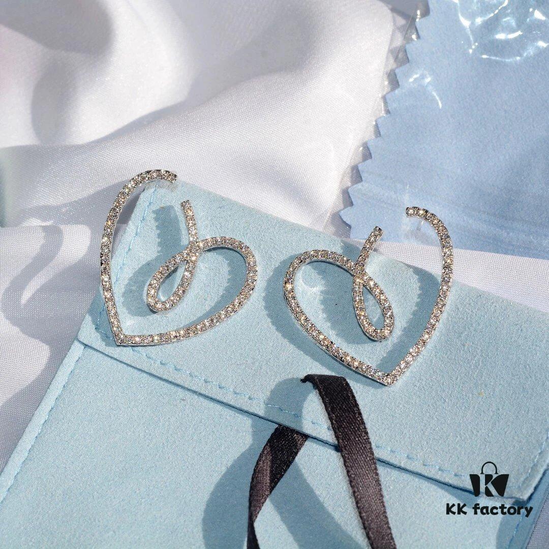 HEF@NG Jewelry Romantic Bow Ribbon Heart Elegant Stud Earrings - Celestial Bow & Heart Series, High-End Custom Design, Micro-Paved Sparkling Stones