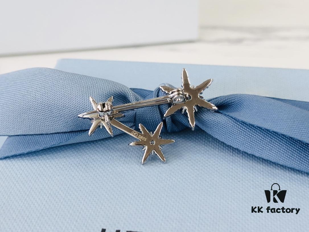 HEFANG / Drifting Snow Brooch 925 Silver Unique Sweater Collar Pin Accessory