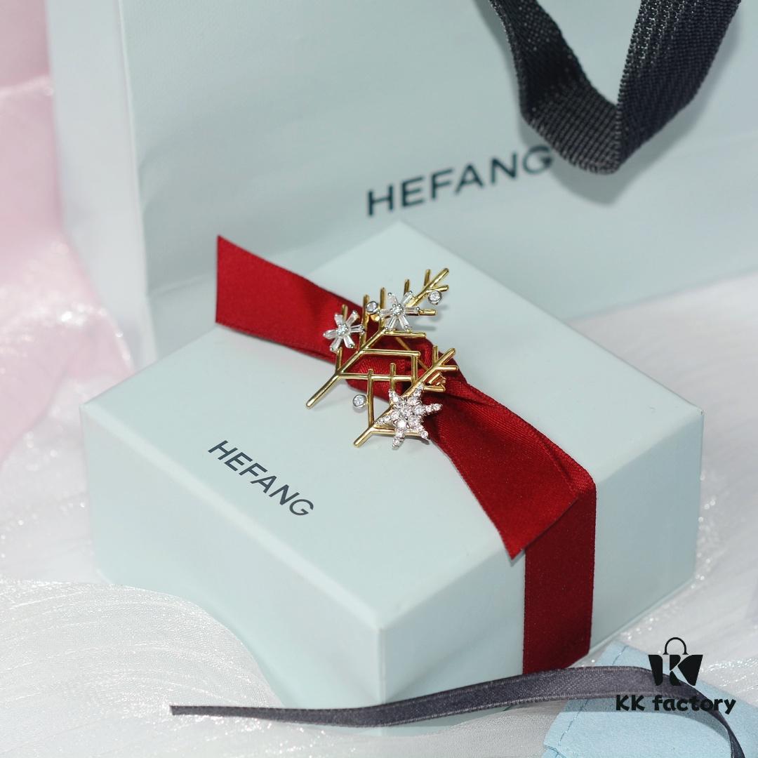 HEFANG Jewelry Snow Tree Brooch, 925 Sterling Silver, Inspired by Snow-Covered Trees in Winter