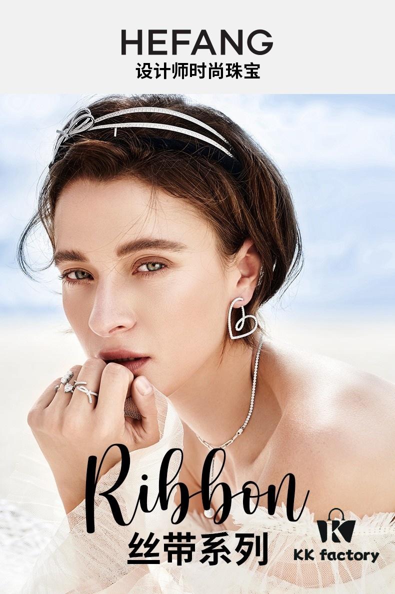 HEF@NG Jewelry Romantic Bow Ribbon Heart Elegant Stud Earrings - Celestial Bow & Heart Series, High-End Custom Design, Micro-Paved Sparkling Stones