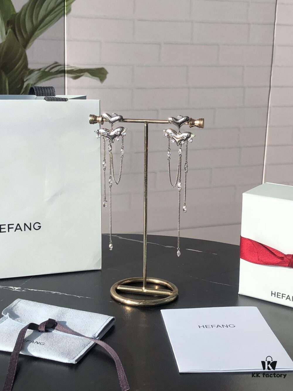 HEFANG New Arrival Peach Blossom Tiger Tassel 925 Silver Stud Earrings