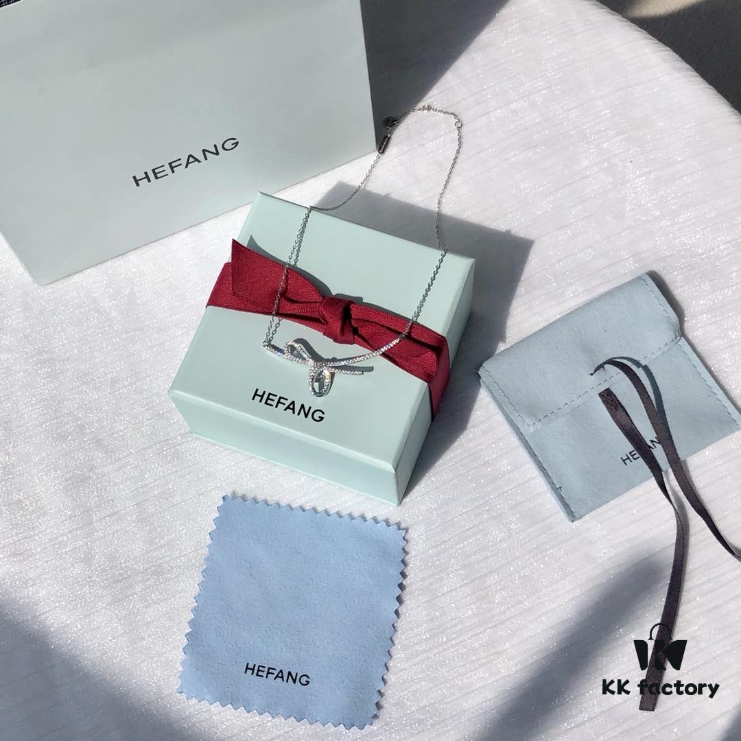 Original Design, High-End Quality HEFANG Jewelry Ribbon Knot Pendant Necklace