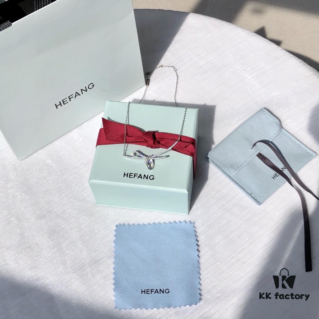 Original Design, High-End Quality HEFANG Jewelry Ribbon Knot Pendant Necklace