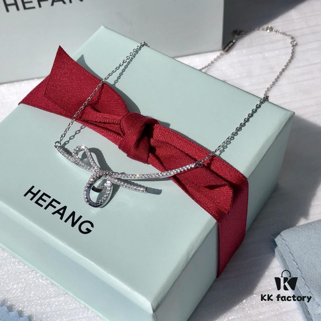 Original Design, High-End Quality HEFANG Jewelry Ribbon Knot Pendant Necklace