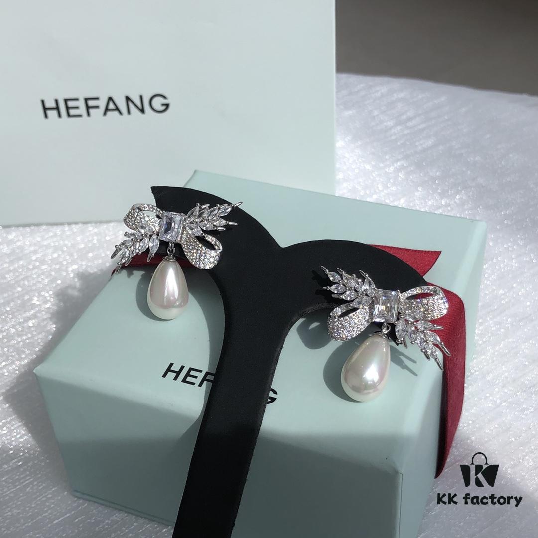 HEFANG Jewelry Bow Wheat Ear Earrings
