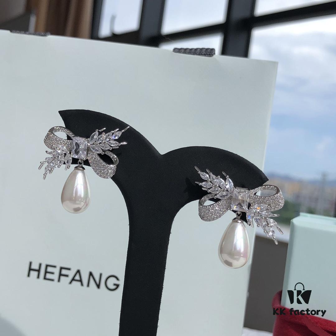 HEFANG Jewelry Bow Wheat Ear Earrings