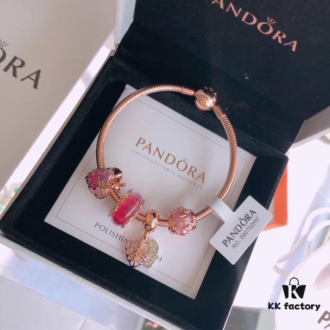 Pandora Magic Forest Rose Gold Bracelet Set with Acorn and Fallen Leaf Pendant & Sparkling Leaf Charm