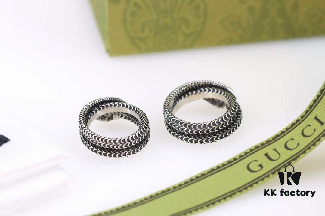 Valentine's Gift ❤️ Gucci Garden Series Sterling Silver Snake Couple Ring