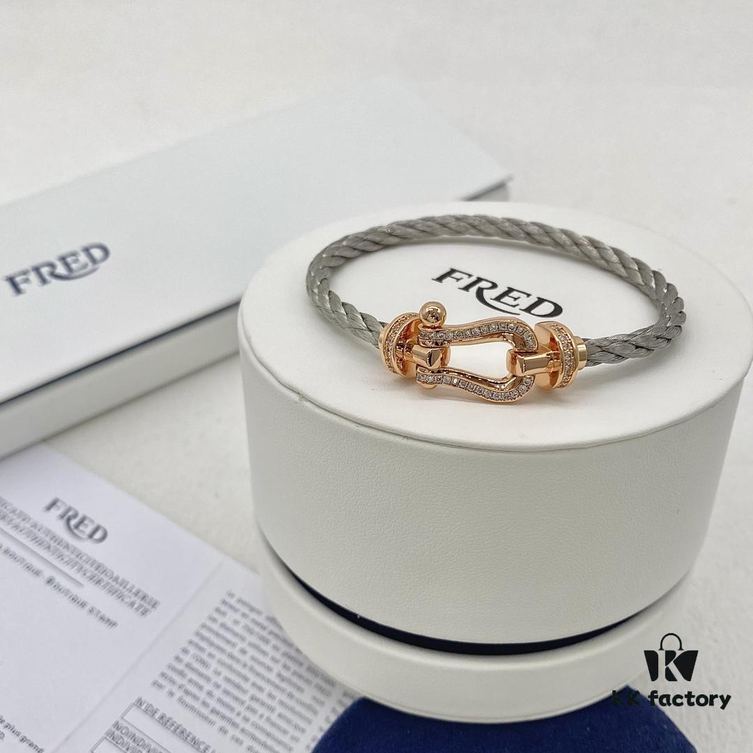 FRED Force 10 Large Half-Pave Diamond Bracelet