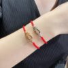 Fred Small Half-Drilled Horseshoe Knot Red String Bracelet - High-End Custom Fashion Luxury Item, Thickened 18K Gold Plated Craftsmanship with Precision Micro-Inlay, Must-Have Accessory for Trendsetters and Influencers, Platinum Finish