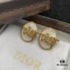 Dior New Model Letter Mother-of-Pearl Diamond-Inlaid Elegant Vintage Stud Earrings