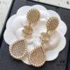 Xiaoxiang New Sunflower Earrings, Luxury Full Diamond Pearl Drop Design, Elegant and Stylish for Daily Wear