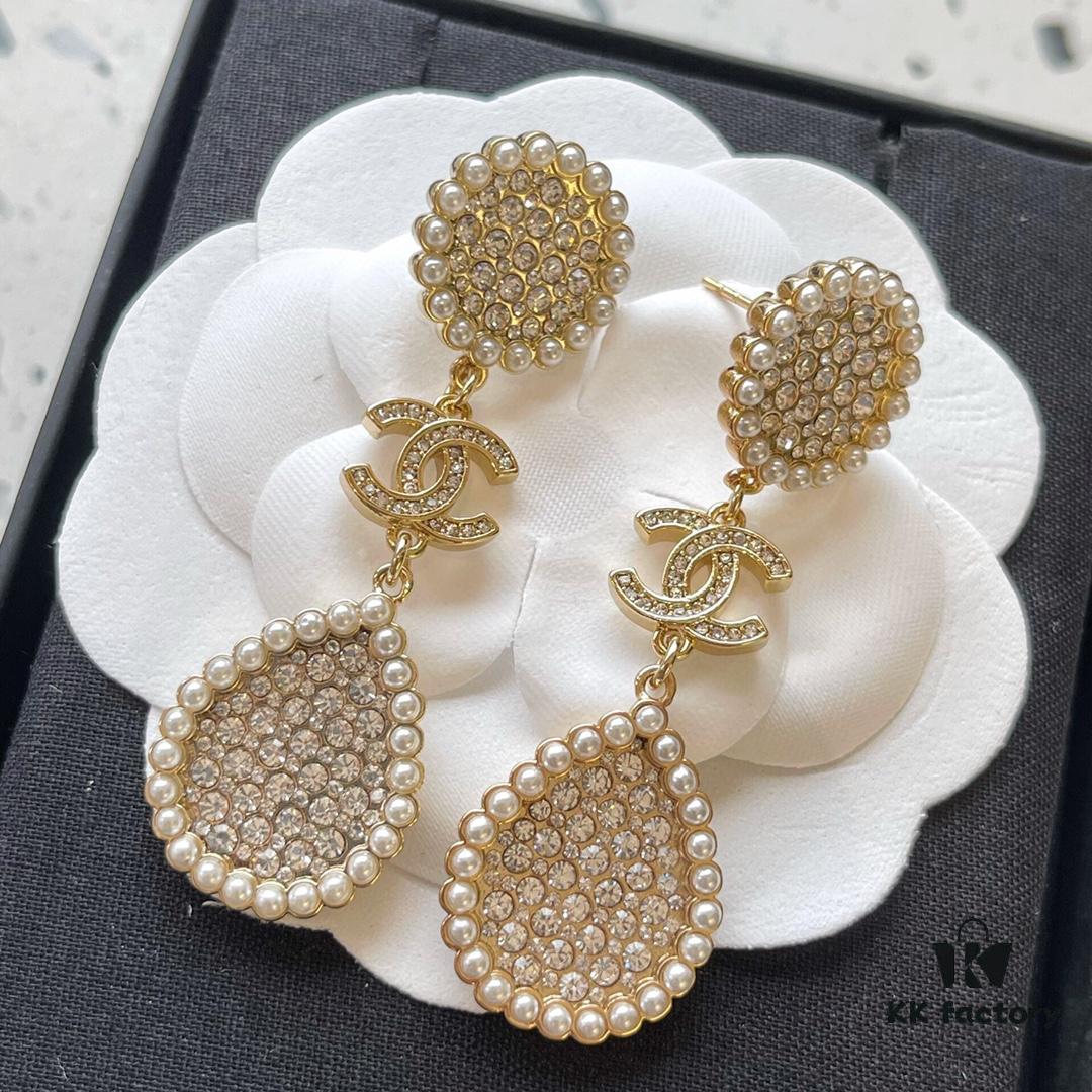 Xiaoxiang New Sunflower Earrings, Luxury Full Diamond Pearl Drop Design, Elegant and Stylish for Daily Wear